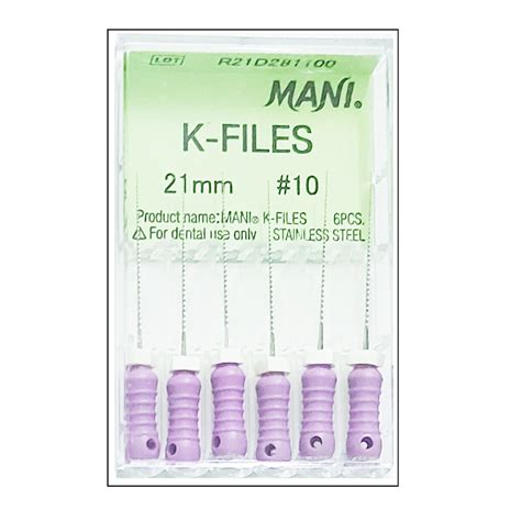 Mani Hand K Files 21mm (Pack of 6) Dental Root Canal Endodontic Files ...