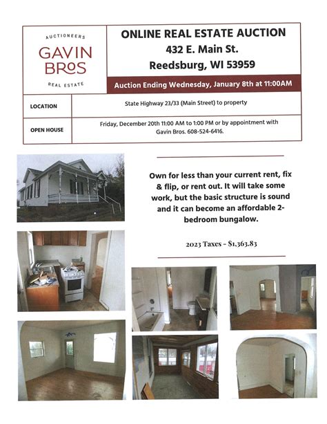 432 E. Main Street Reedsburg- Online Only Auction- Ends - Gavin Bros ...