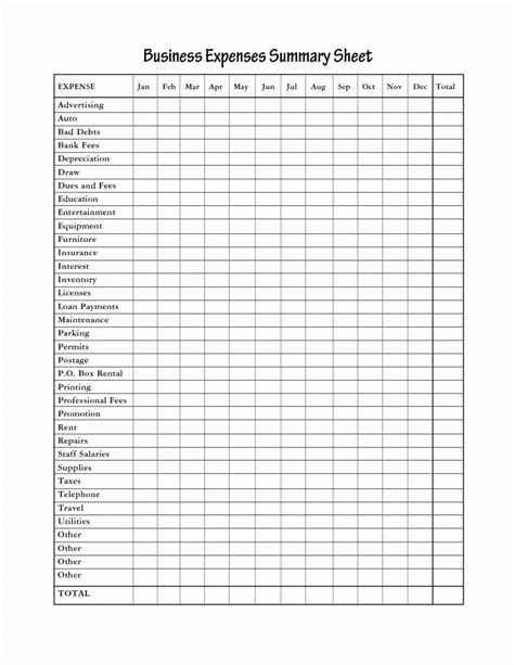 Schedule C Expenses Worksheet – Printable PDF Template