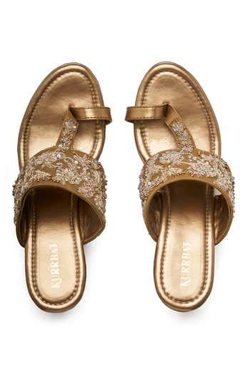 Buy Gold Embroidery Star Dust Wedges by Kurrbat Online at Aza Fashions.