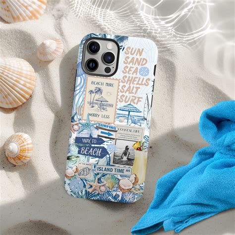 Summer Beach Phone Case, Seashell Tropical Collage Inspired Cover ...