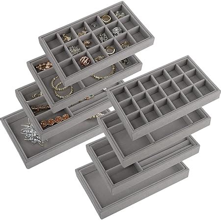 Yarlung 8 Pack Velvet Jewelry Trays Organizer, Stackable Jewelry ...