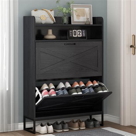 Buy Shoe Cabinet, Freestanding Tipping Bucket Shoe Storage Cabinet with ...