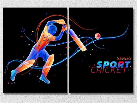 Cricket Batsman Wall Art, Set Of 2 – Myindianthings