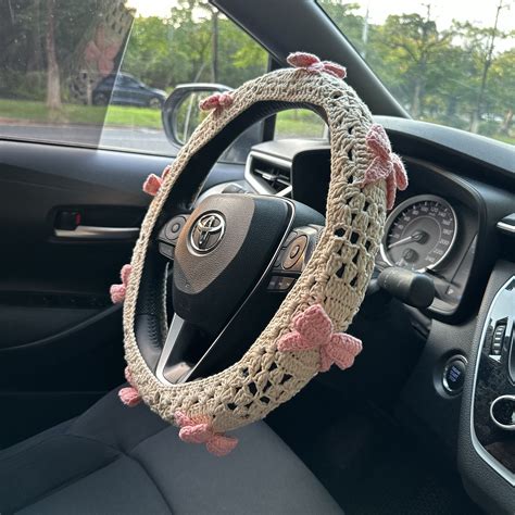 Pink Bow Steering Wheel Cover,steer Wheel Cover for Woman,personalized Steer Wheel,crochet Steer ...