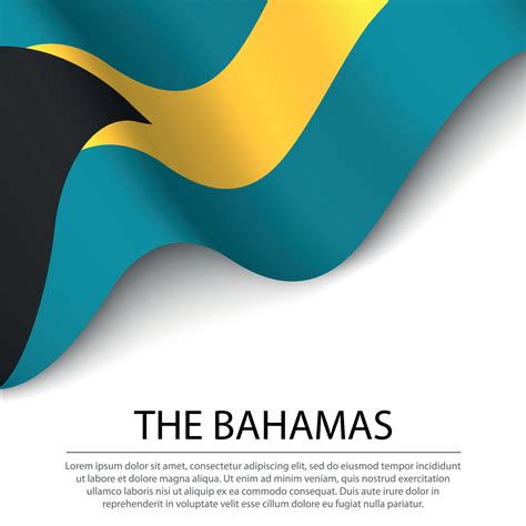 Waving flag of The Bahamas on white background. Banner or ribbon ...