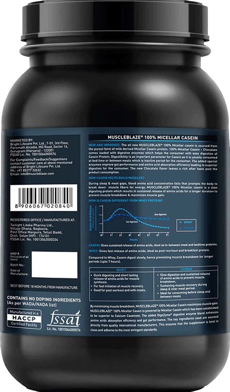 Buy MUSCLEBLAZE 100% MICELLAR CASEIN 2.2 LB CHOCOLATE Online & Get Upto ...