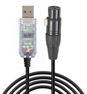 Feanteek USB to DMX Cable RS485 Adapter Converter 3PIN XLR Female ...