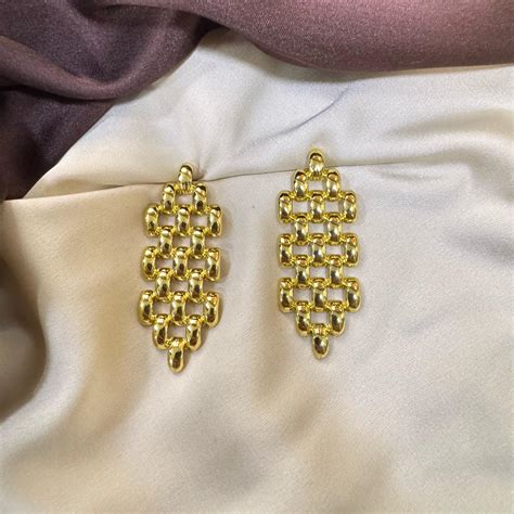 TFC Golden Lace Gold Plated Dangler Earrings