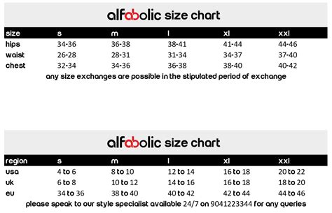 Size Chart – Alfabolic | Connect with #TheAlfaWithin