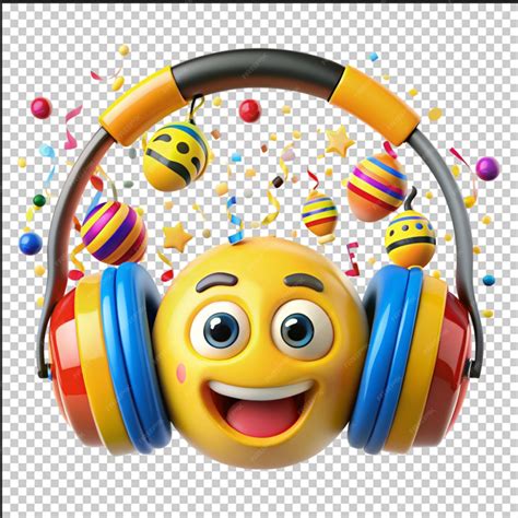 Smiley music emoji vector set Smileys emoticon with headphones singing ...
