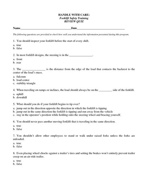 Image result for Fork Lift Test Questions