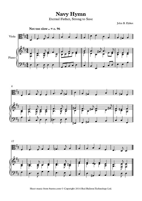 Dykes, John B. - Navy Hymn (Eternal Father, Strong to Save) for Viola ...