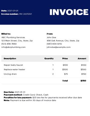 Plumber Invoice Template - Fill, Edit, Sign, Download & Print For Free ...