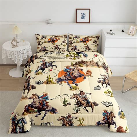Amazon.com: Western Cowboys Horses Bedding Comforter Sets Twin,Retro ...