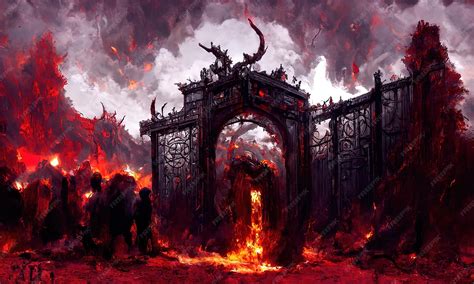 Purgatory fire in hell a crowd of sinful people is burning in hell in ...