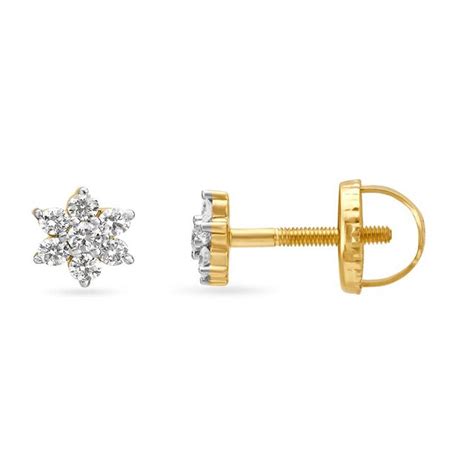 Exquisite Seven Stone Gold and Diamond Floral Stud Earrings