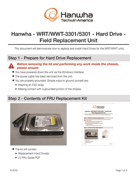 WRT/WWT - 3301/5301 - Hard Drive - Field Replacement Unit – Hanwha ...