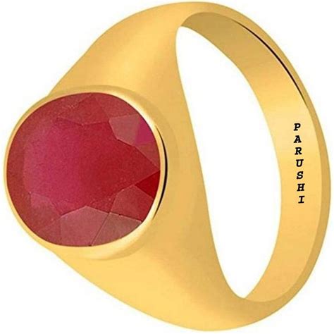Buy PARUSHI GEMS 7.25 CT Ruby ring natural Oval manak panchdhatu ring ...