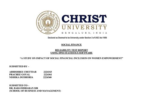 Social Finance Reliability TEST - SOCIAL FINANCE RELIABILITY TEST ...