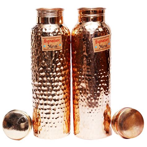Bona Fide Pure Copper Bottles for Water 1 Liter | Bottle-Leak Proof ...