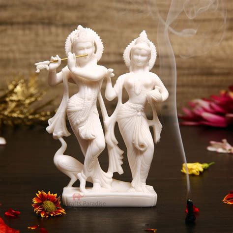 Buy Handicrafts Paradise Marble Carved in Radha Krishan Figurine ...