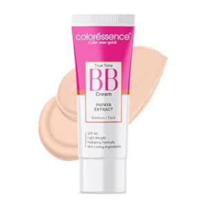 Coloressence True Tone BB Cream for Face Makeup SPF-45, Papaya Extract ...