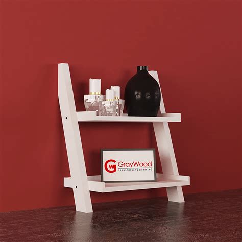 RjKart Wooden Furniture 2 Tier Bookcases Ladder Shelf Wall Hangings ...