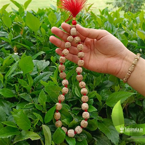 Original Tulsi 27+1 Beads Japa Mala Radha Carving Design Beads 12mm ...