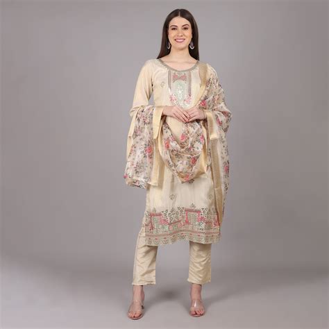 Rajwada Pure Tissue Kurta Set - Beige Rajwada Tissue Kurta – Chaheti