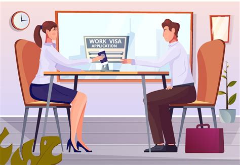 Premium Vector | Work visa flat composition with indoor office scenery ...