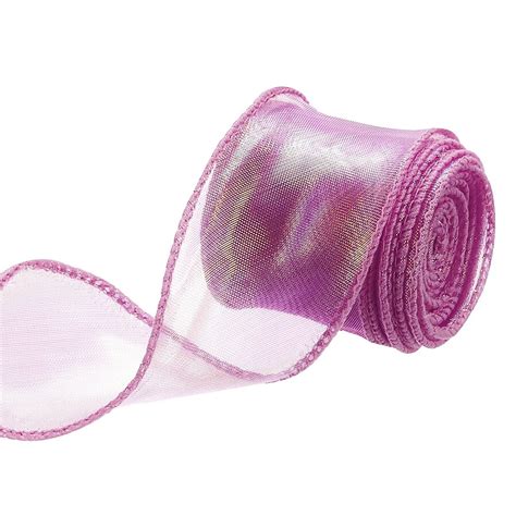 Unique Bargains 1 1/2 Inch Wide Sparkly Sheer Wired Organza Ribbon ...