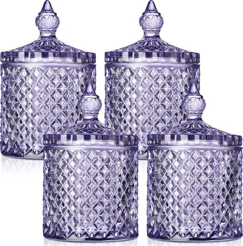 Amazon.com: Aoriher 4 Pcs Crystal Glass Candy Jar with Lid Home ...