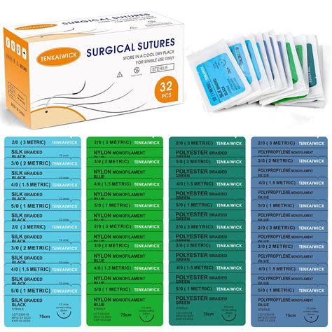 32 Packs Sutures Thread with Needle,Mixed Sutures, Training Threads ...