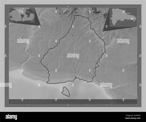La Romana, province of Dominican Republic. Grayscale elevation map with ...