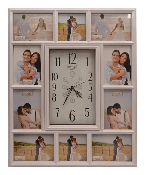 Manoj Frame Plastic Wall Clock Photo Frame (52 cm x 2 cm x 64 cm, White ...