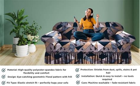 RD TREND® Elastic Stretchable Frill Sofa Cover 5 Seater Fully Covered ...