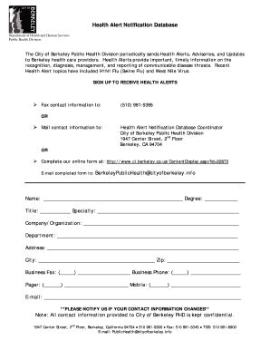Health Alert Notification Database - Fill and Sign Printable Template ...