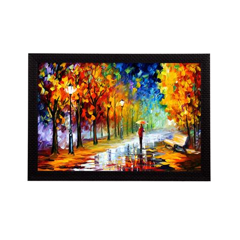 eCraftIndia 'Alone Person Under Umbrella in rain' Satin Matt Texture UV ...