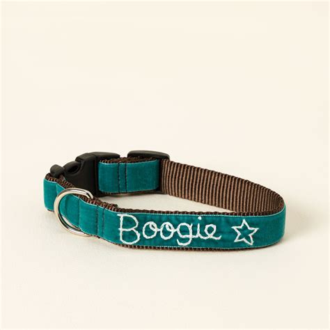 Uncommon Goods | Teal - Personalized Hand Embroidered Dog Collar ...