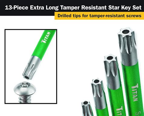 Buy Titan 12715 Extra-Long Arm Tamper Resistant Star Key Set - 13 Piece ...