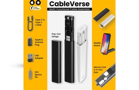 Customised Cableverse Multi-Functional Cable Essentials with Mobile Stand