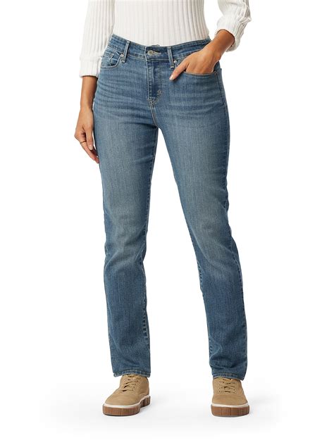 Levi Strauss Signature Women's Mid Rise Straight Jeans Supersoft ...