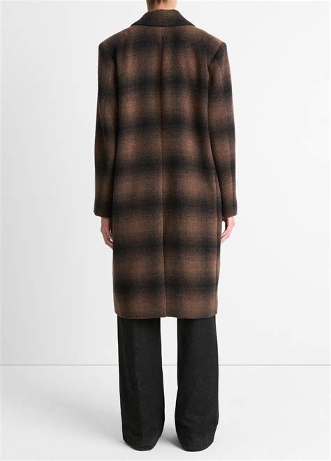 Shadow Plaid Italian Wool-Blend Car Coat in Jackets & Outerwear | Vince