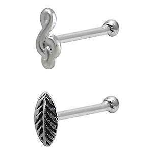 Buy abhooshan Combo of 92.5 Sterling Silver Nose Stud for Women and ...