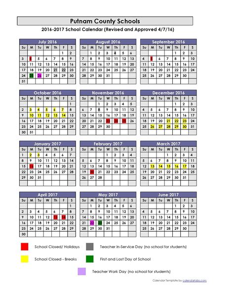 Putnam Schools Calendar - prntbl.concejomunicipaldechinu.gov.co