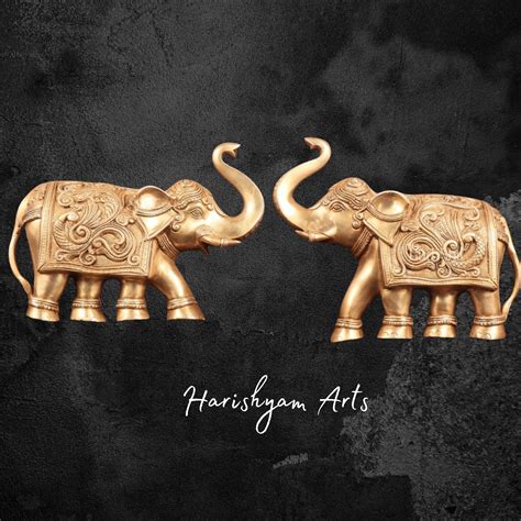 13" Brass Wall Hanging Elephant Pair with Upturned Trunks for Home Dec