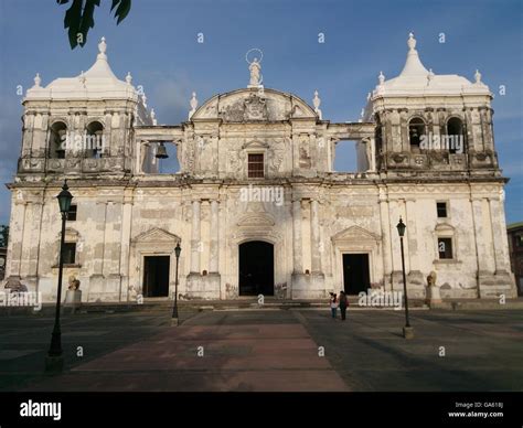 Cathedral Our Lady of Grace Leon, Nicaragua. Front view Stock Photo - Alamy
