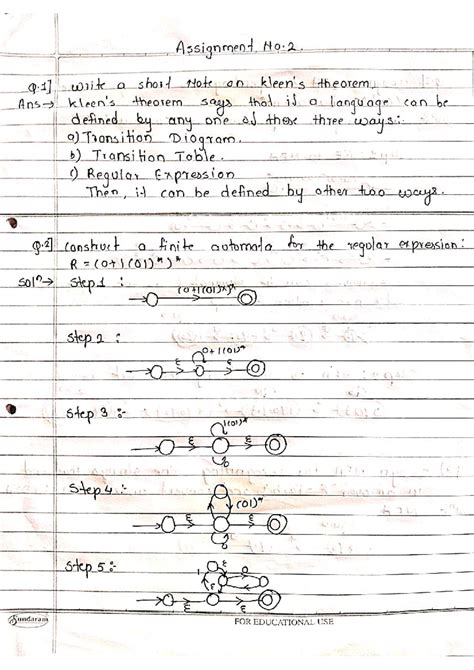 TCS Assignment No. 2: Notes on Theorems and Finite Automata - Studocu