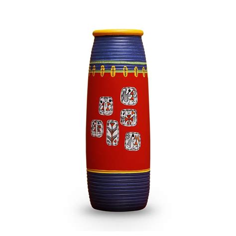 Buy CRAFTBELL 'Warli In Frames' Elongated Tumbler Shaped Terracotta ...